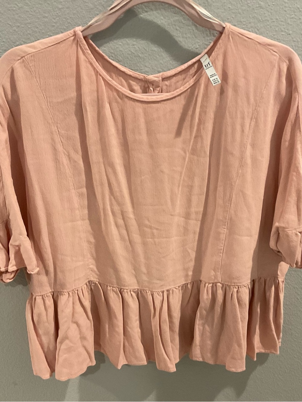 Zara TRF pastel piña peplum blouse with buttom back